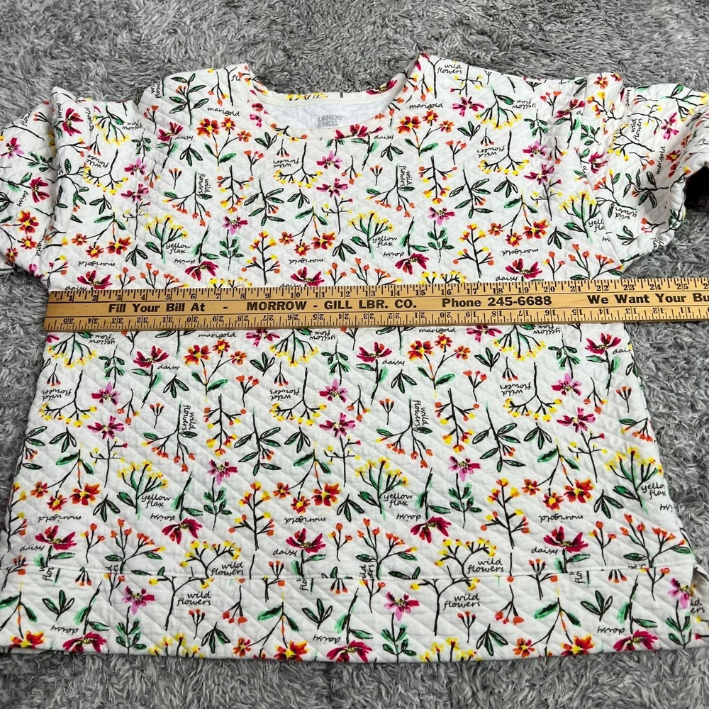 Lands' End XL Quilted Wildflower Floral Pullover Top Botanical Cottagecore - Picture 9 of 10